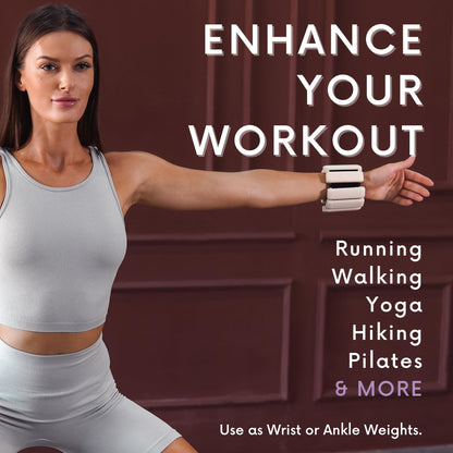 Polyfit Wrist & Ankle Weights - 1 Pair - Wearable Ankle Weights for Women and Men - Wearable Bracelet for Exercise, Yoga, Walking, Running, Dance, Barre, Pilates, Cardio, Aerobics - Sand