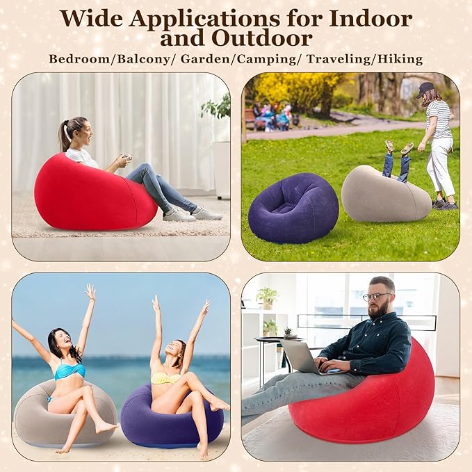 Realspring Inflatable Bean Bag Chairs Outdoor Blow up Camping Chairs Inflatable