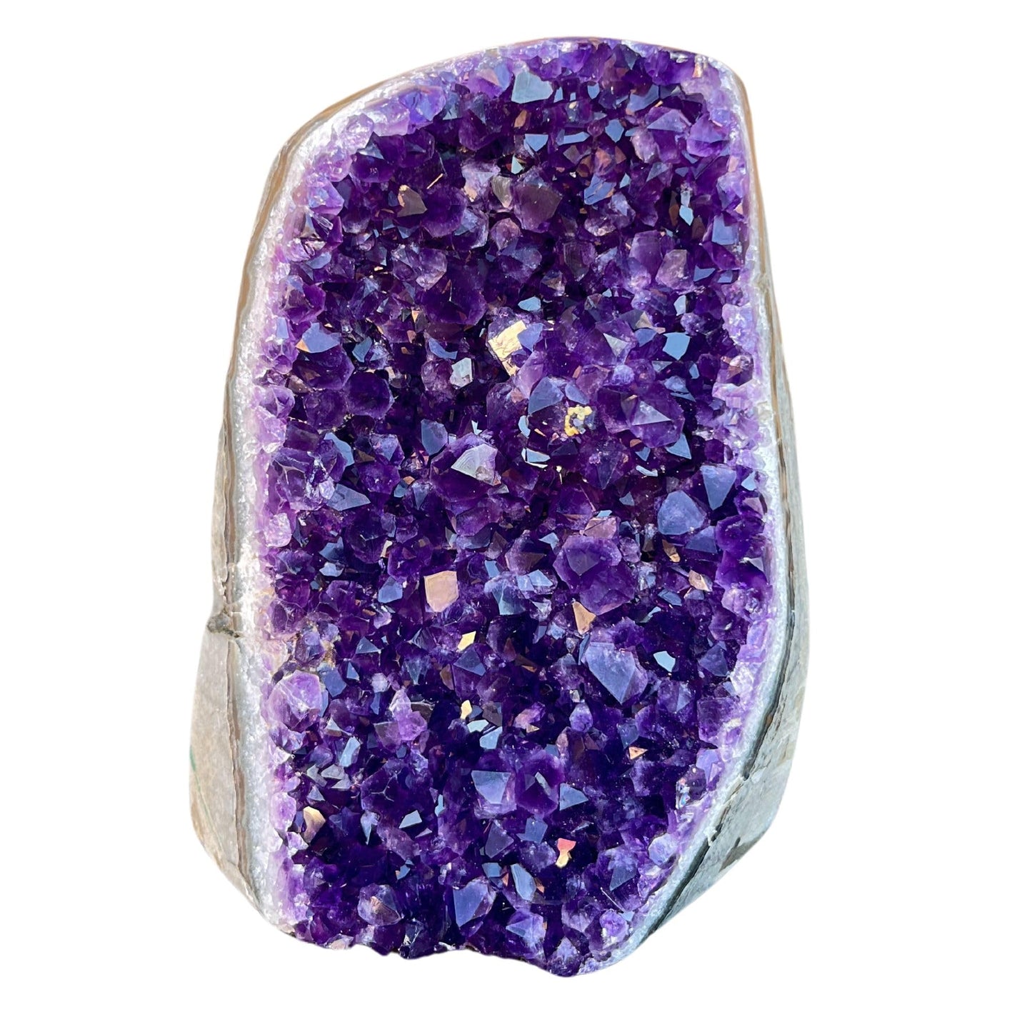 TRUENERGY Polished Amethyst Cluster Quartz Crystal – 3.0 To 3.5 lbs Grade A+ Raw Dark Purple Geode Stone With Rounded Edge – Home Decoration, Meditation Healing, and Positive Energy (3-3.5 lbs)