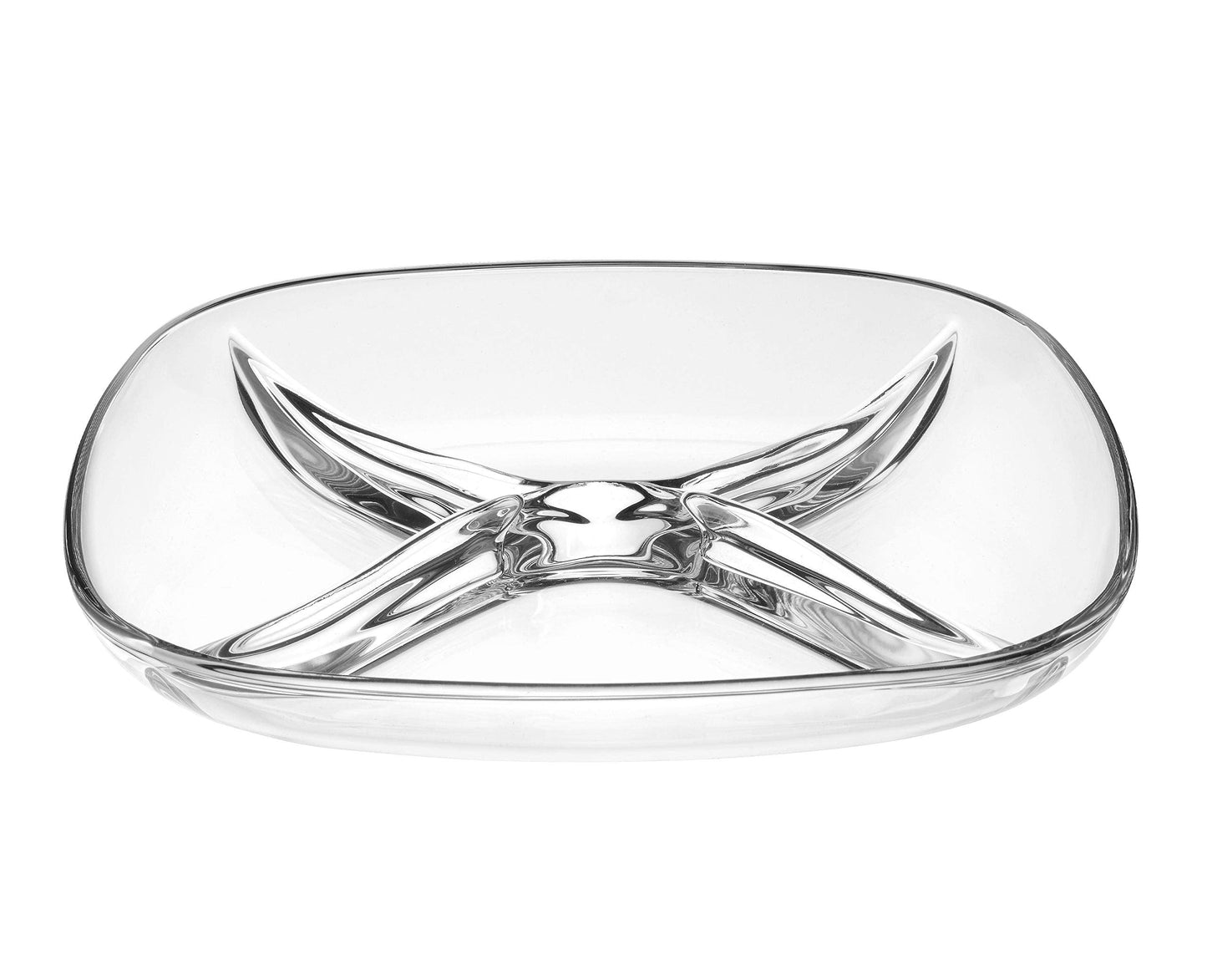 Barski - European Quality - Glass - 4 Sectional - Square - Relish Dish - 9.5" - Diameter - Made in Europe