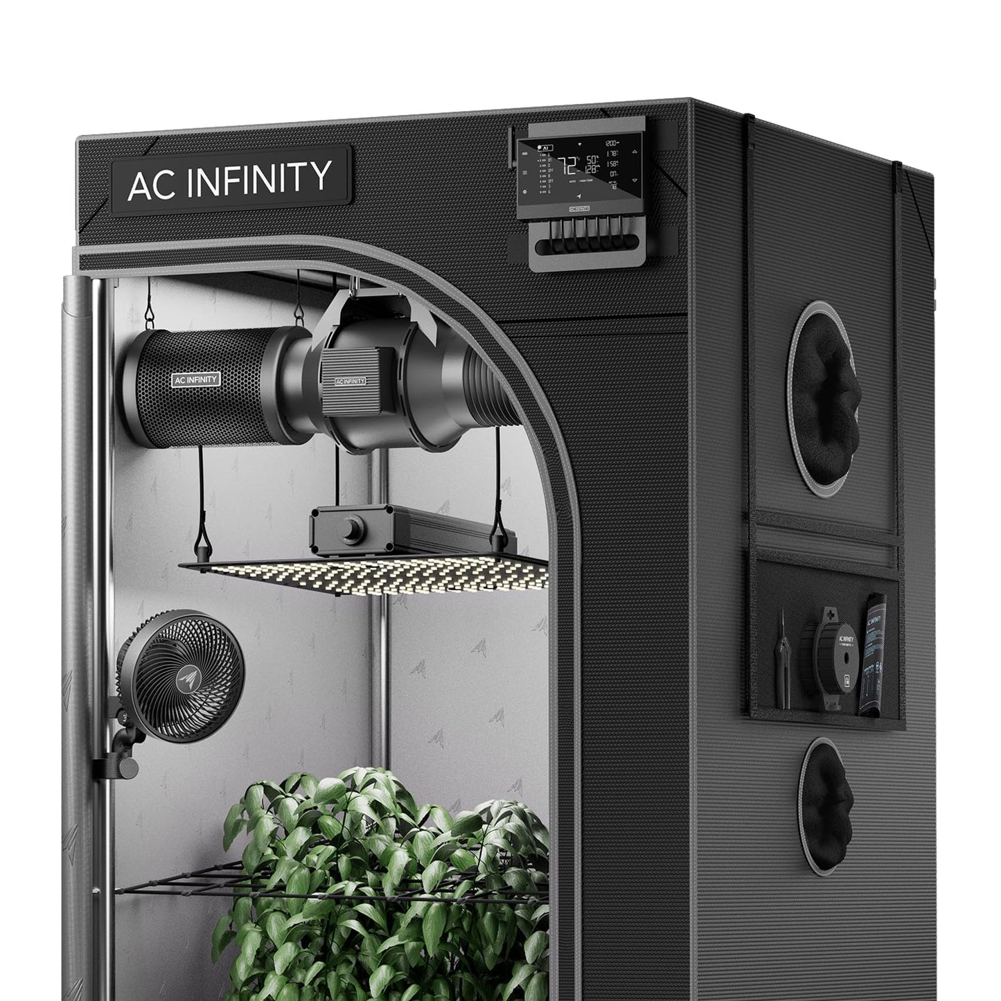 AC Infinity AI Grow System 2x2, 1-Plant Kit w/Self-Learning AI Controller, Dynamic Airflow & LM301H LED Lighting Control, 2000D Mylar Tent w/Lab-Tested Reflectivity, Largest Zippered Window