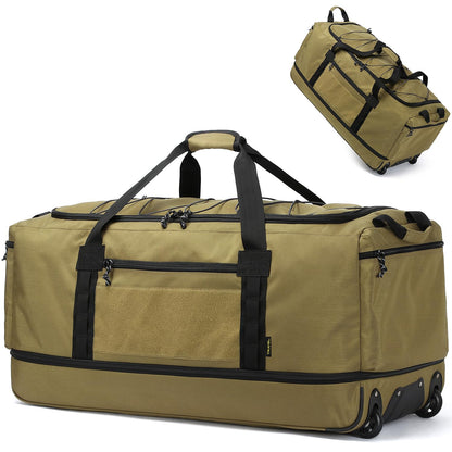 170L Extra Large Baseball Bag with Wheels Gym Duffle Softball Catchers Coach Team Equipment Bags Collapsible Rolling Travel Duffel Bat Gear Bag for Hockey Basketball Football Volleyball Soccer, Brown