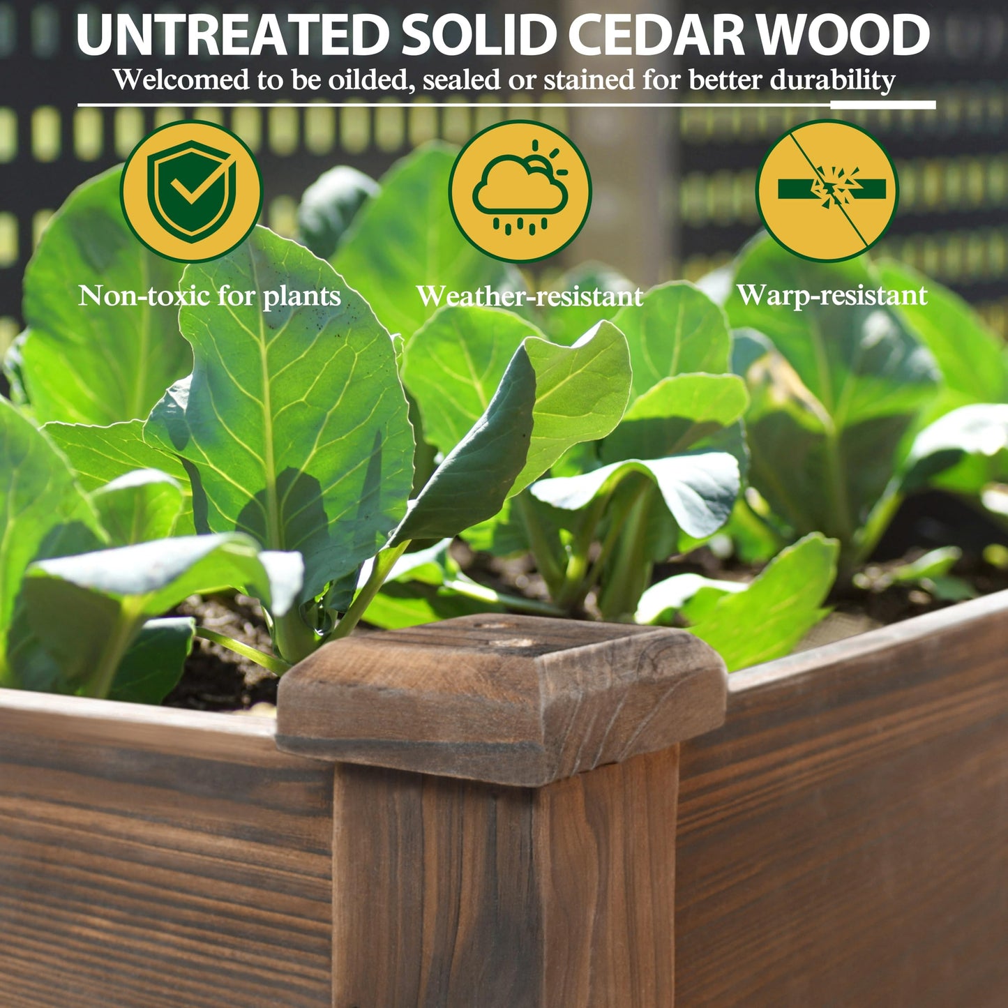 Yardenaler 48x24x30 in Raised Garden Bed with Legs, Outdoor Elevated Wood Planted Box with Liner & Drainage Hole for Vegetable Flower, Backyard and Patio, Rustic