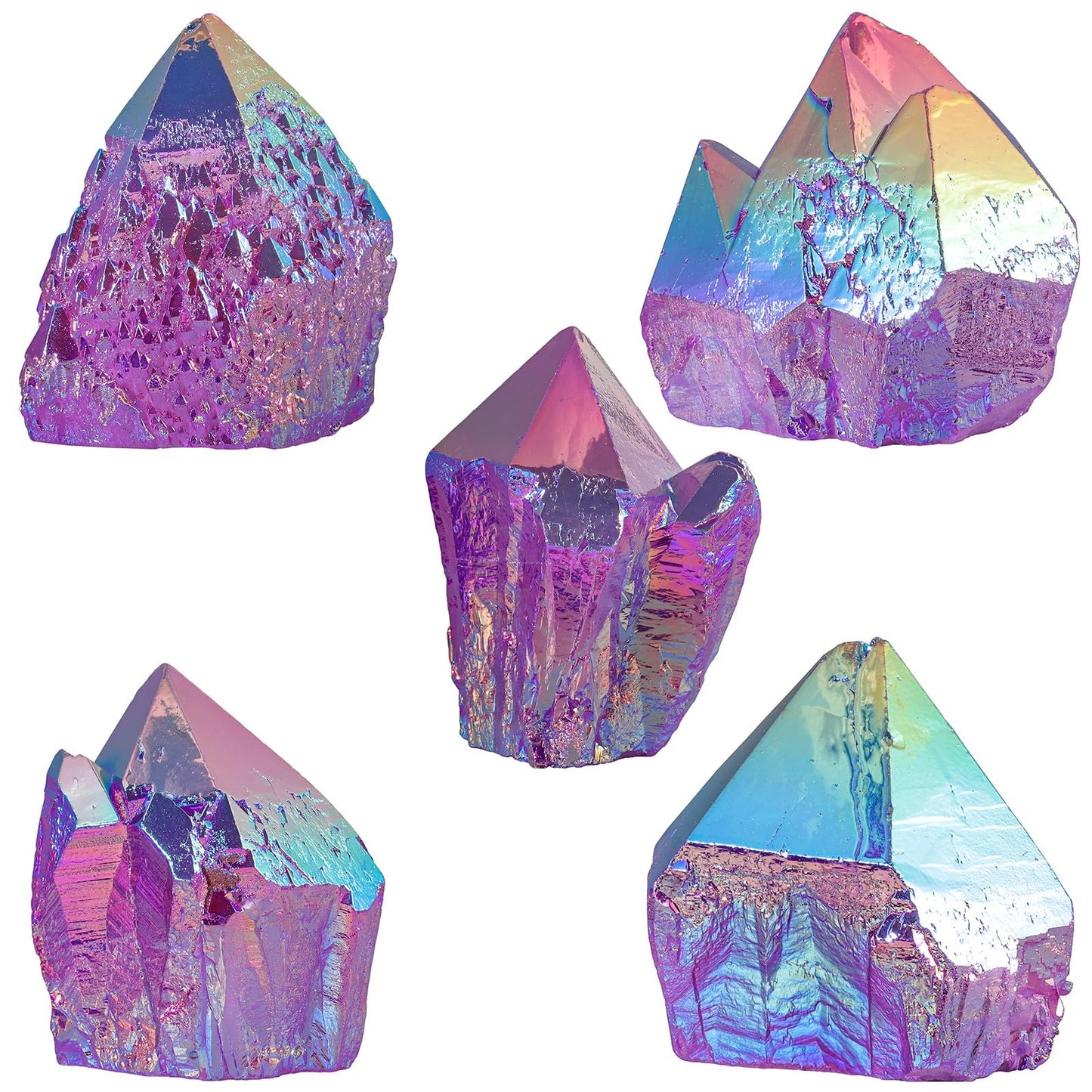Sportmusies Titanium Coated Rock Crystal Cluster Mineral Specimen Home Decoration, Irregular-Shaped Reiki Healing Stone for Spiritual Yoga Meditation, Purple