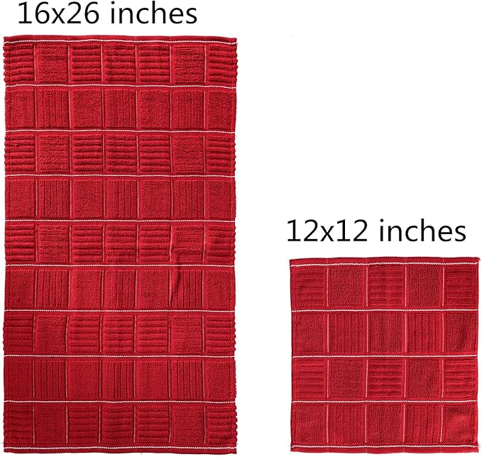 Glynniss Red Kitchen Towels and Dishcloths Set, Dish Towels and Dish Rags Set