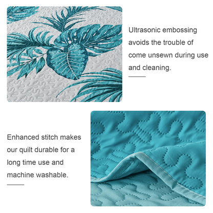 OARAGE Quilt Bedding Set, Blue Queen Comforter Set, Full Size Bedding Comforter Sets, Soft Lightweight Bedspread, Ultrasonic Microfiber Bed Coverlet for All Season (1 Quilt,2 Sham)