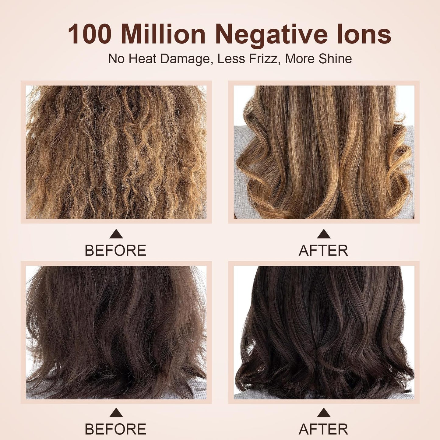 110-240V Travel Brush Hair Dryer, Small Hair Straightener Brush with European Plug Adapter for International Travel, 4 in 1 Hot Air Styler & Dryer for Drying Straightening Curling Volumizing