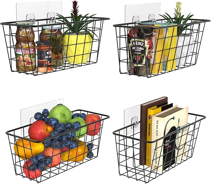 MaraFansie Over the Cabinet Door Organizer Wall Wire Baskets Hanging Kitchen