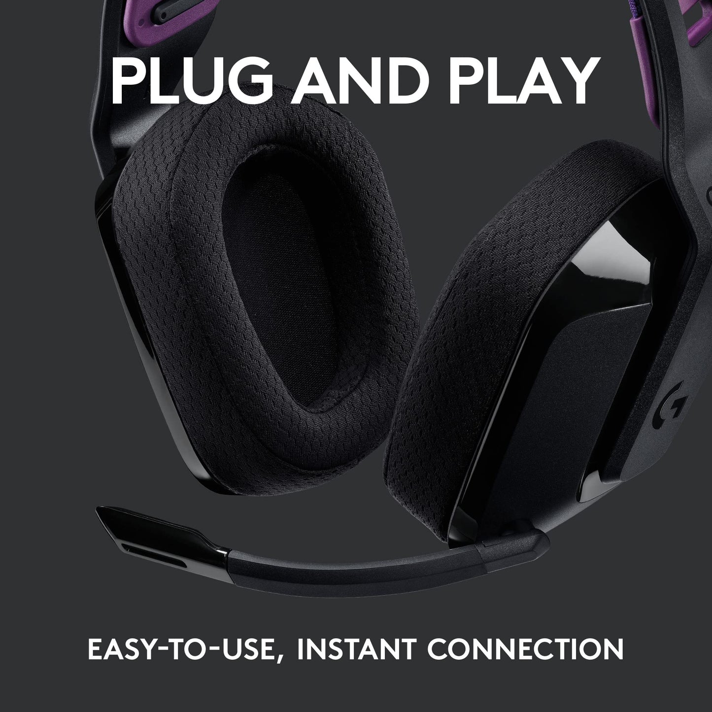 Logitech G535 Lightspeed Wireless Gaming Headset - Lightweight on-Ear Headphones, flip to Mute mic, Stereo, USB Rechargeable - Black