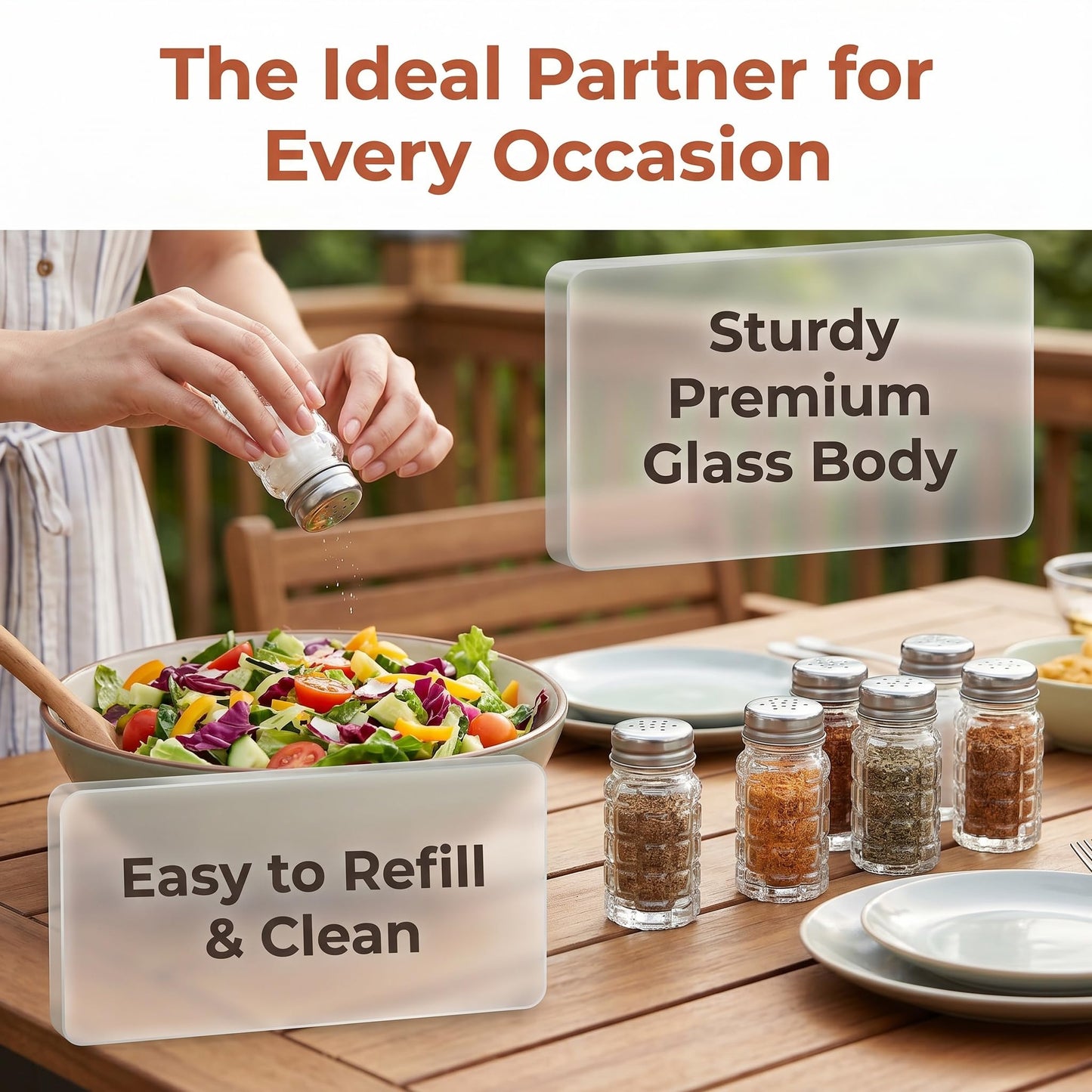 Jucoan 16 Pack Retro Style Glass Salt and Pepper Shakers with Stainless Steel Top, 2 oz Small Glass Spices Shakers Seasoning Bottle Jars for Kitchen Restaurant Wedding BBQ Party Camp Travel