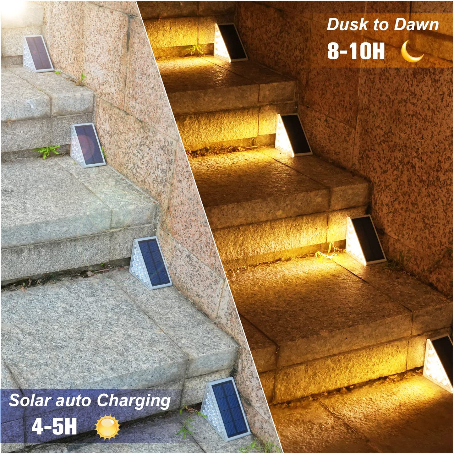 VOLISUN Outdoor Stair Lights 12 Pack, Solar Step Lights Waterproof IP67,80 Lumen, Led Step Light Outdoor for Garden Backyard Stair, Front Door,Porch and Deck(Warm White)
