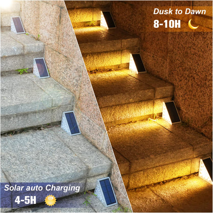 VOLISUN Outdoor Stair Lights 12 Pack, Solar Step Lights Waterproof IP67,80 Lumen, Led Step Light Outdoor for Garden Backyard Stair, Front Door,Porch and Deck(Warm White)