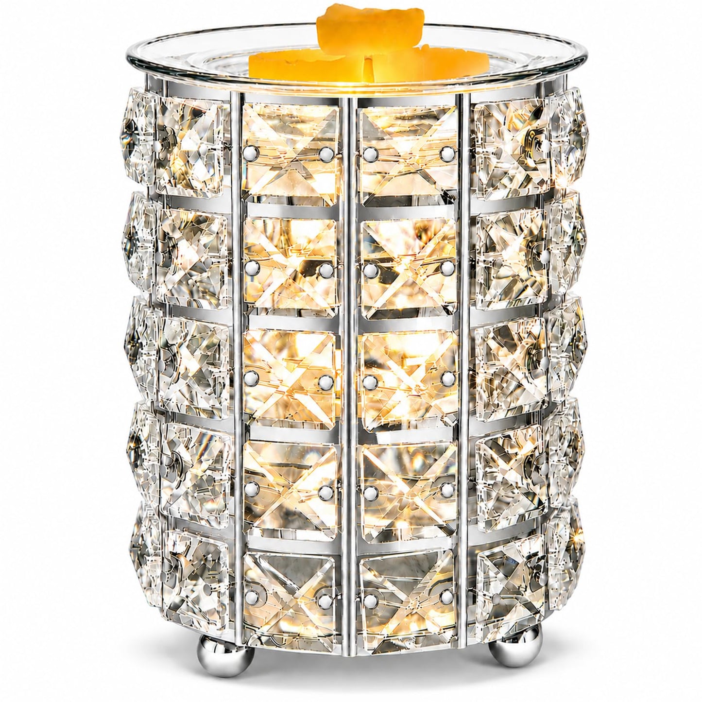 Wrought Iron Crystal Wax Melt Warmer Electric Oil Burner Wax Melt For Home, Kitchen, Living Room, Bedroom, SPA(Silver)