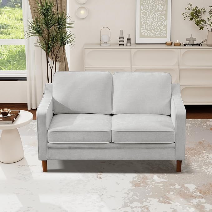 Kingfun 56" Chenille Sofa, Loveseat Couch, Mid Century Modern Love Seat Couches