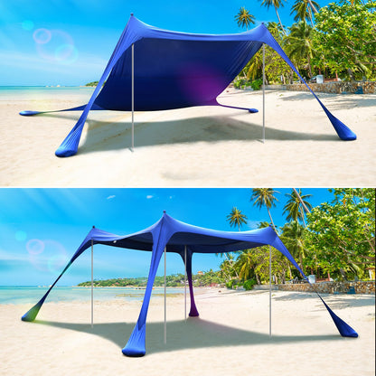 Sportneer Beach Tent, 10x10FT Beach Canopy Sun Shelter UPF50+ with Sandbags, Sand Shovels, Ground Pegs & Stability Poles, Outdoor Beach Shade Canopy for Beach Camping Fishing