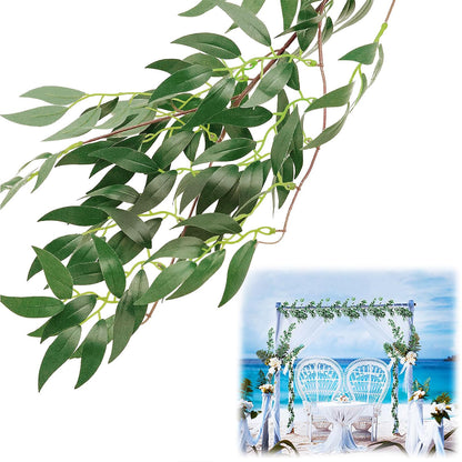 ANPHSIN Fake Vines Greenery Garland - 5 Packs Total 28ft Green Willow Leaf Vine Garland, Artificial Leaves Wall Hanging Decor for Home, Room, Wedding Arch, Centerpieces