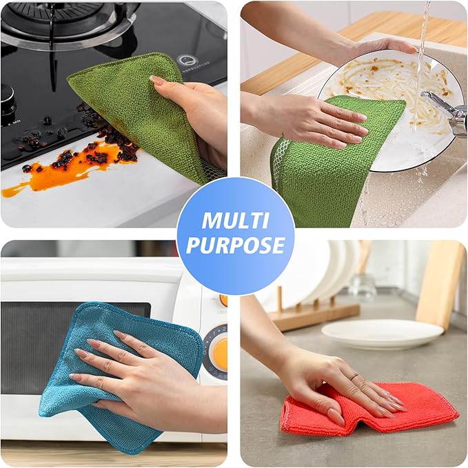 KinHwa Kitchen Washcloths for Dishes Absorbent Microfiber Dish Cloths Quick Dry