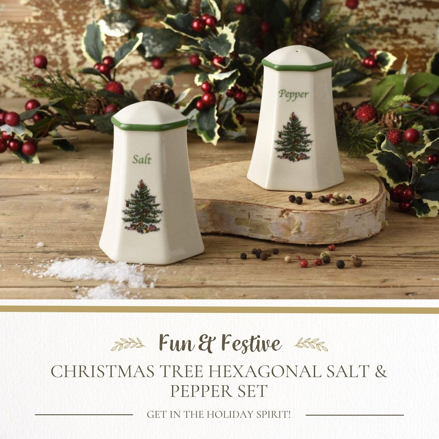 Spode Hexagonal Salt & Pepper Set