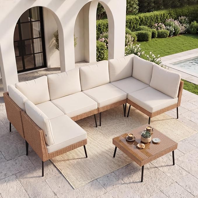 Aoxun 5-Piece Patio Furniture Set, Wicker Outdoor Furniture