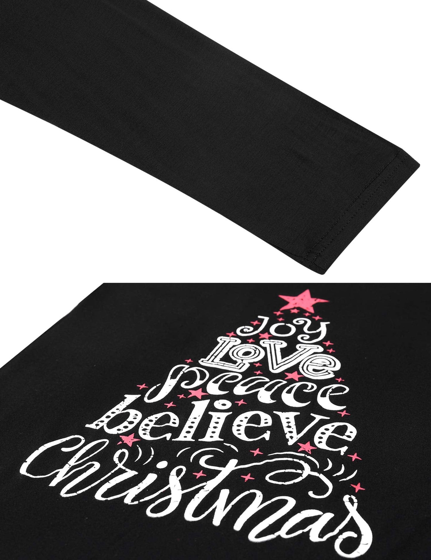 iClosam Matching Family Pajamas Set Striped Christmas Pajamas Sleepwear Dad Mom PJs Black