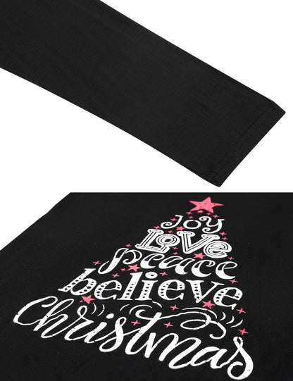 iClosam Matching Family Pajamas Set Striped Christmas Pajamas Sleepwear Dad Mom PJs Black
