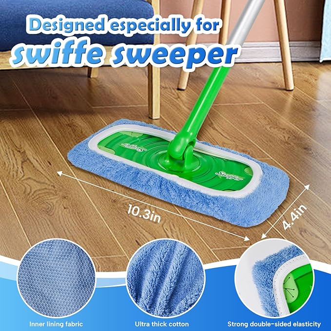 6 Pack Reusable Microfiber Mop Pads Compatible