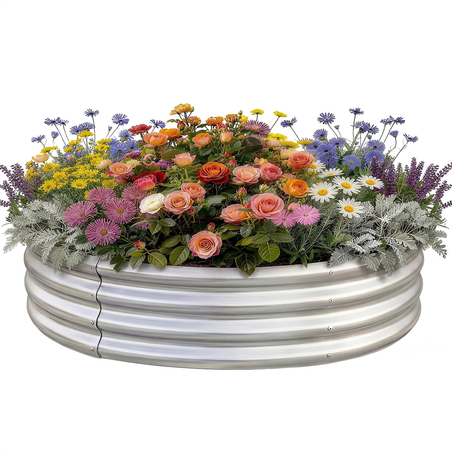 Land Guard Galvanized Raised Garden Bed Kit, Round Large Metal Galvanized Planter Raised Garden Boxes Outdoor…