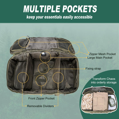 Gym Bag, 3-in-1 Duffel Backpack, Travel & Sports Bag for Outdoor, Tactical, Camping & Hunting – Weekend & Overnight Gear