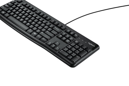 Logitech K120 Wired Business Keyboard, Black & M185 Wireless Mouse, 2.4GHz with USB Mini Receiver, 12-Month Battery Life, 1000 DPI Optical Tracking, Ambidextrous, Grey