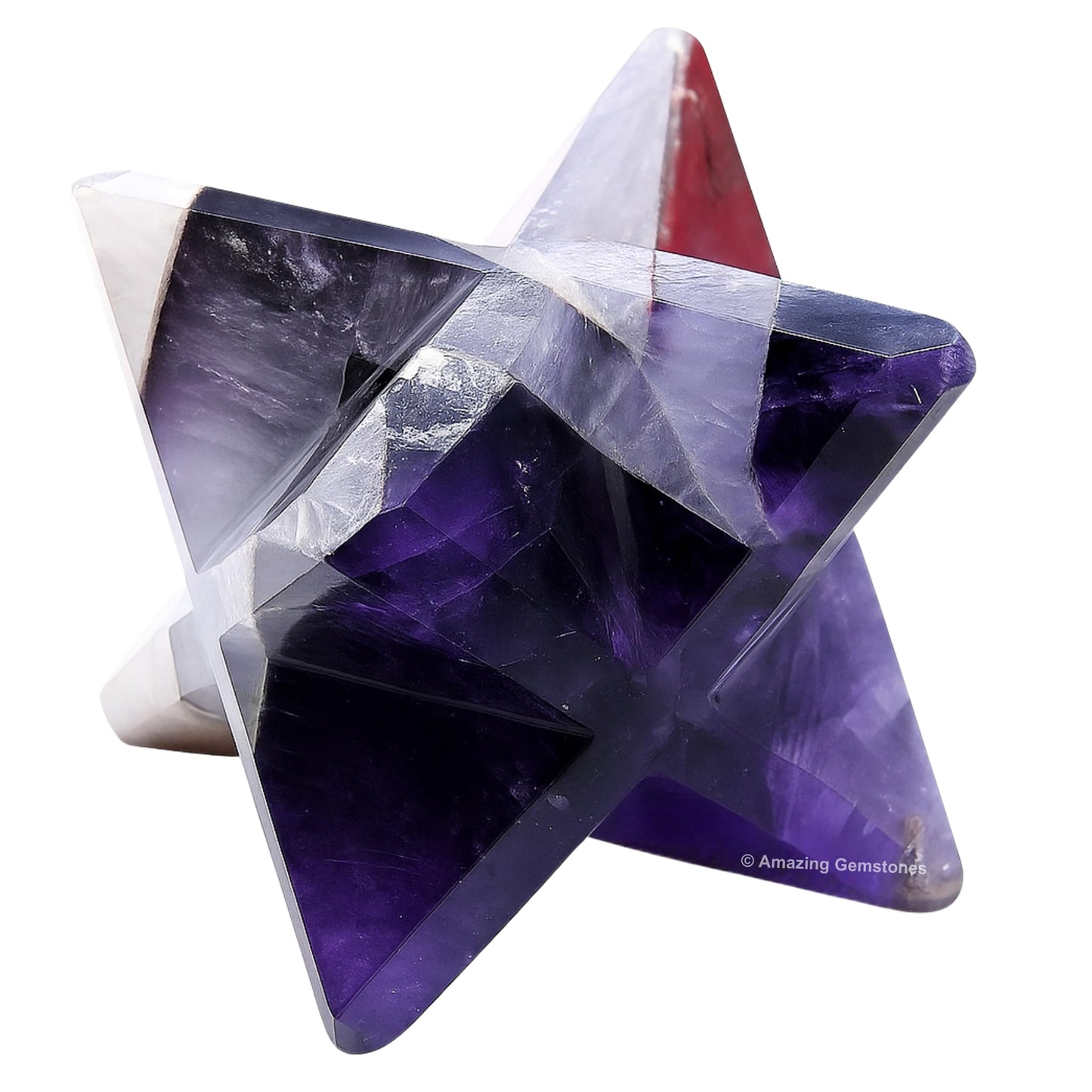 Amazing Gemstone Amethyst Merkaba Crystal - 2 Inches Metaphysical Merkaba Star for Meditation - Energetic Tetrahedron Crystal and Healing Stones for Spiritual Growth and Healing (45-55mm)