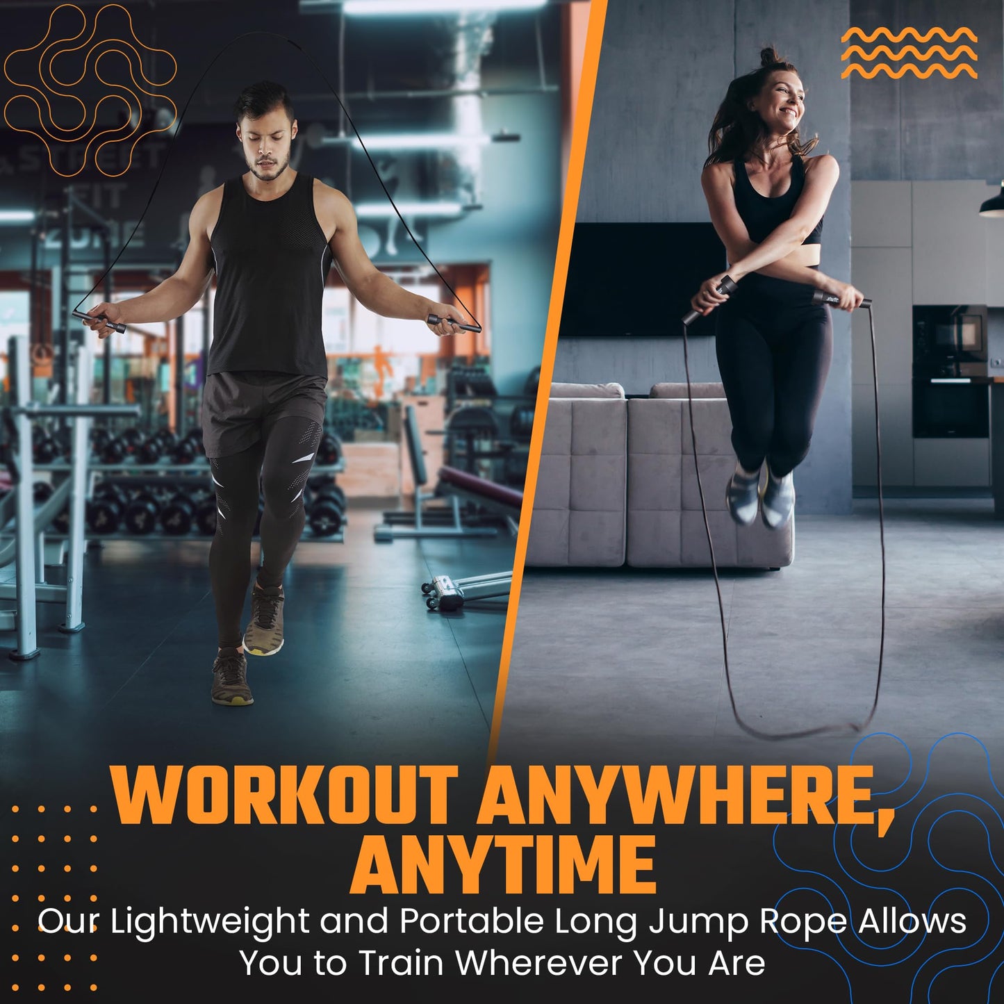 STARFIT Adjustable Lightweight Jump Rope - Tangle-Free Design for Cardio, HIIT, and Endurance Training - Durable Fitness Skipping Rope for All Levels.