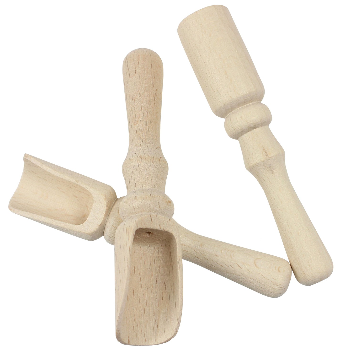 efo Long Grip Wooden Scoop Set 3pcs - Multipurpose Wooden Spoons - Wood Salt and Spice Scoops – Rustic Bath Salt Scoop - Wooden Seed Scoop - (3x4 3/4" (12cm))