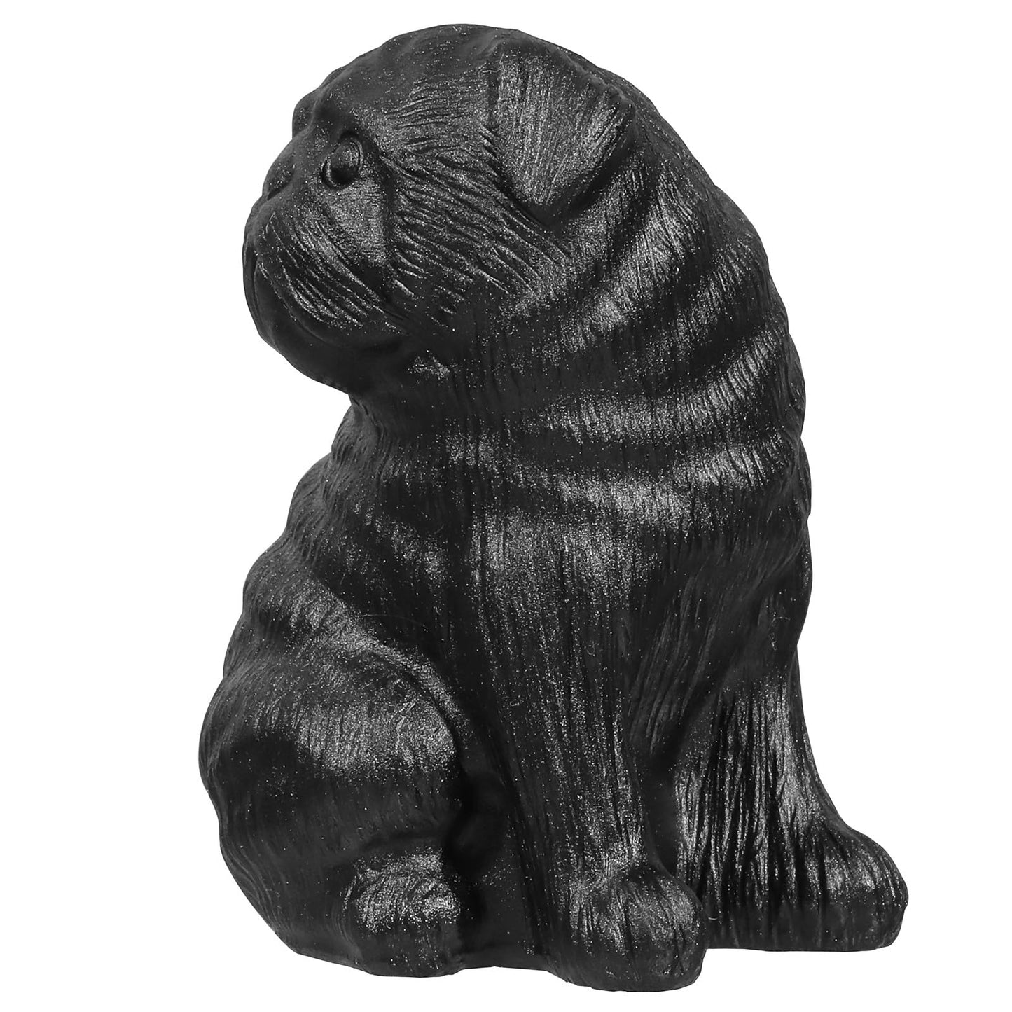 Sportmusies Natural Black Obsidian Stone Pug Dog Figurine Decoration for Home Office, Hand-Carved Crystal Puppy Dog Animal Statue