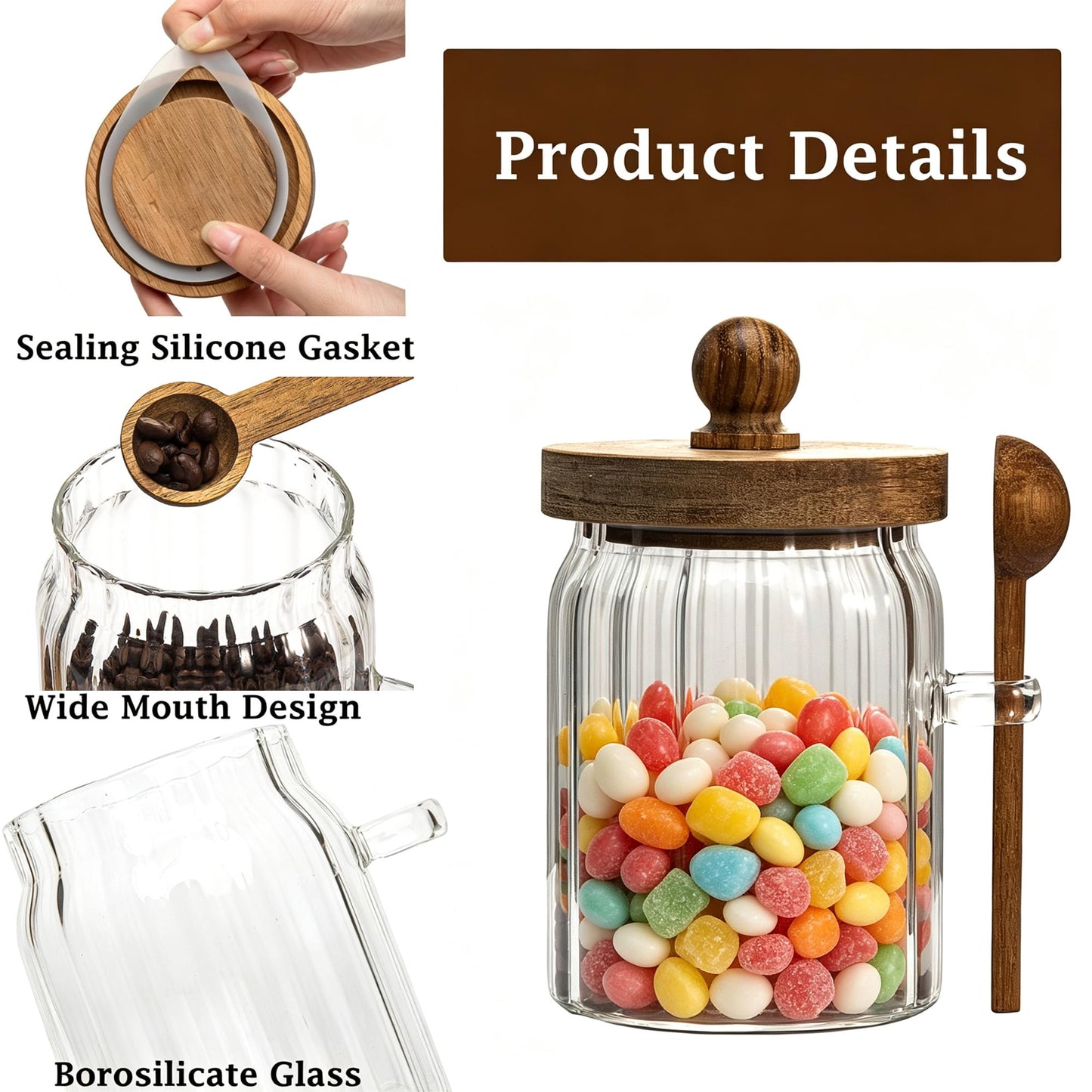 Steviieden Vintage Glass Jar with Lid 19 FL OZ Airtight Glass Food Storage Container for Cereal Nuts Salts Coffee Tea Spice Jar Gratitude Jar (19 FL OZ)