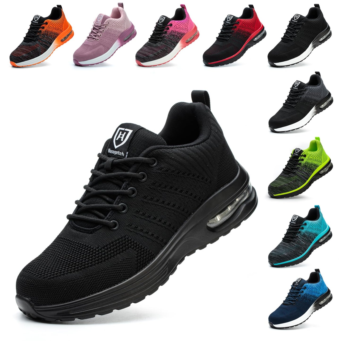 Baofular Safety Trainers Men Womens Steel Toe Trainers Lightweight Comfortable Safety Shoes Work Trainers Non Slip & Breathable Black 9 UK 43 EU 265