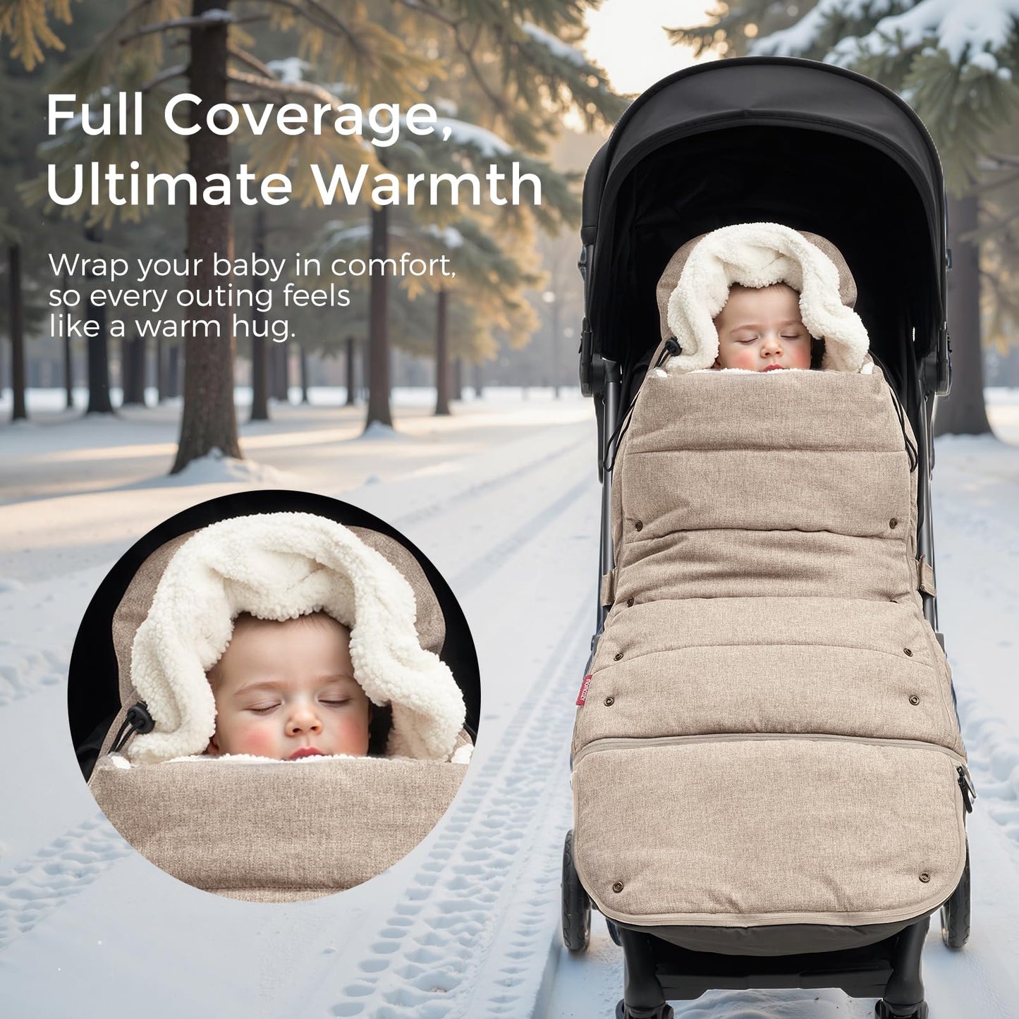 Momcozy Stroller Footmuff Universal | Easily Attaches to Most Strollers | Ultra-Plush,Weather-Proof Stroller Sleeping Bag | Deluxe Warm Stroller Bunting Bag | Extendable Cover Winter | Adjust-Buckle