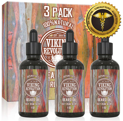 Viking Revolution Sandalwood Beard Oil for Men - Natural Mens Beard Oil with Argan Oil and Jojoba Oil - Beard Softener, Strengthens and Moisturizes - Beard Conditioner for Men (Sandalwood, 1 Pack)
