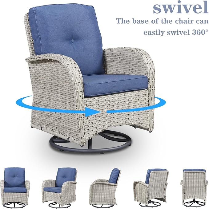 Belord Patio Wicker Chairs Swivel Rocker