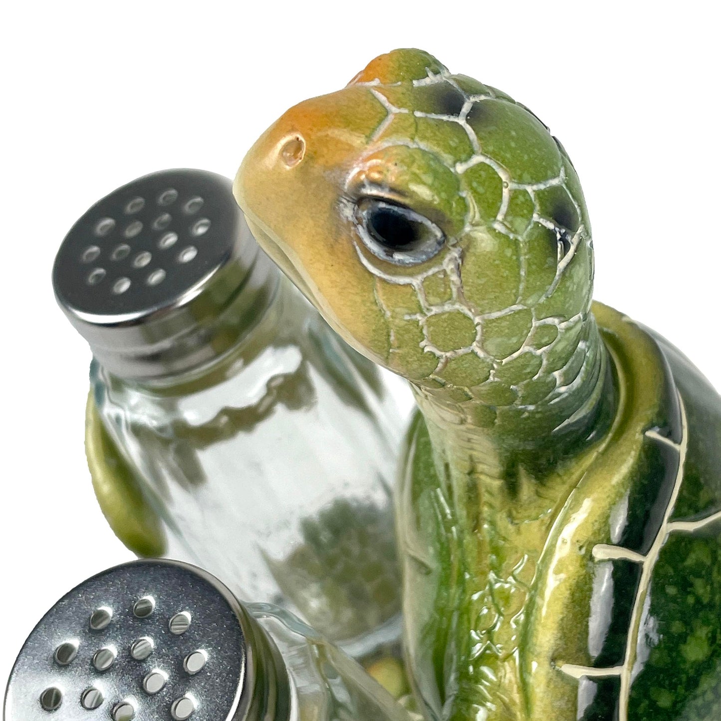 Sea Turtle Salt and Pepper Shaker Set – Whimsical Resin Design with Glass Shakers – Perfect Coastal Décor for Ocean Lovers