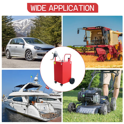 45 Gallon Fuel Caddy, Gas Storage Tank on 4 Wheels, Portable Gas Caddy with Manual Transfer Pump, Gasoline Diesel Fuel Container for Cars, Lawn Mowers, ATVs, Boats, Motorcycle (Red)