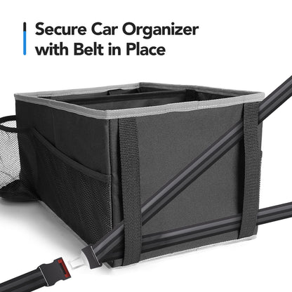 Alijees Car Seat Organiser - Car Caddy Accessories Organiser Back Seat for Kids, Car Boot Storage Backseat Organiser Front Seat With Cup Holders, Tissue Box, Multiple Mesh Pockets, Black