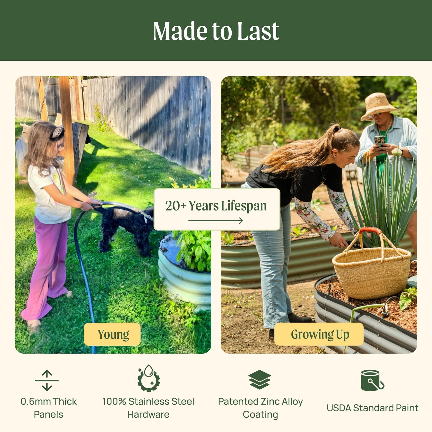 Vego garden Raised Garden Bed Kits, 17" Tall 9 in 1 8ft X 2ft Metal Raised Planter Bed for Vegetables Flowers Ground Planter Box-Olive Green