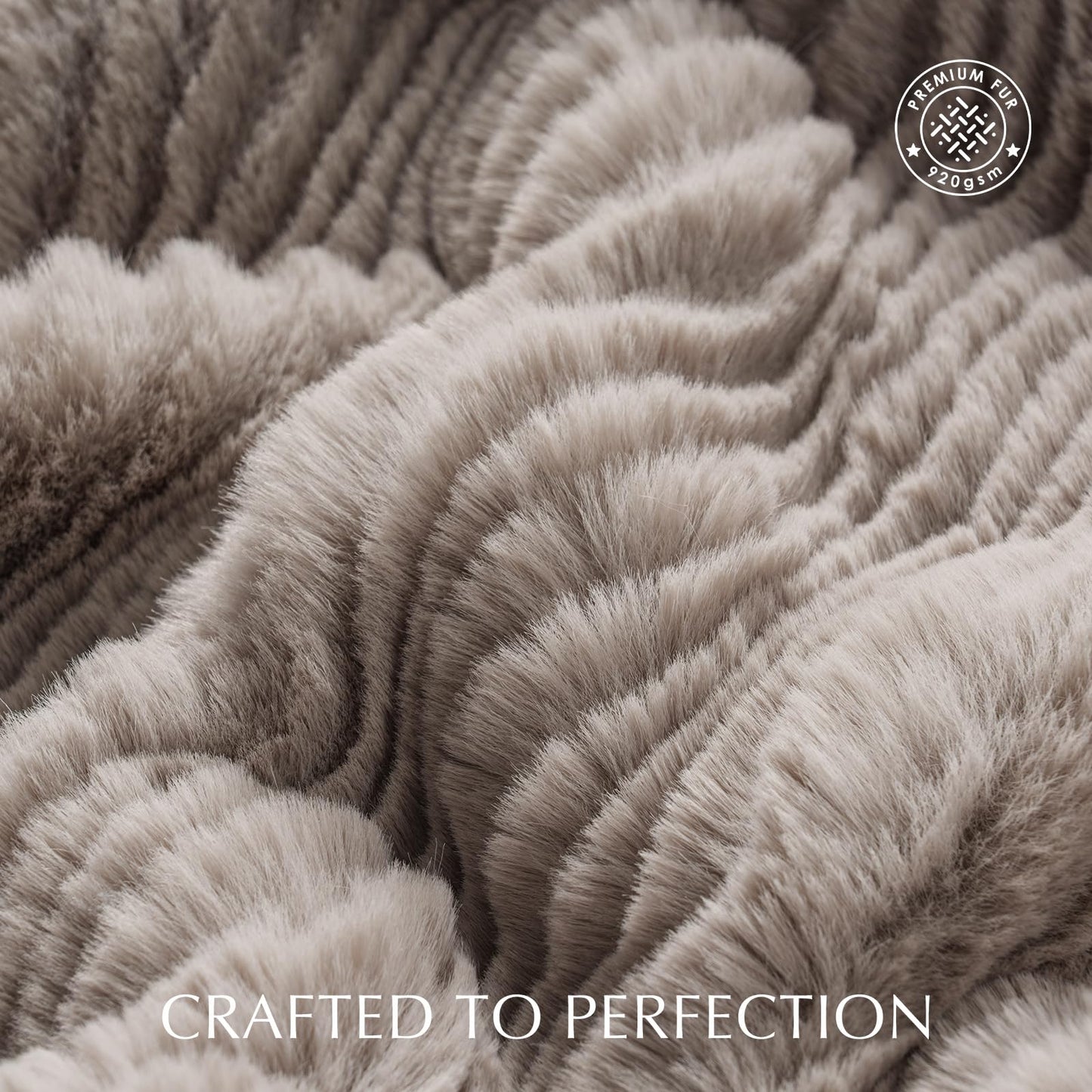 EVERGRACEHOME Ultra Soft Faux Fur Throw Blanket for Couch, Luxury Sculpted Texture Faux Rabbit Fur Blanket for Bed, Fluffy Thick Plush Warm Fuzzy Throw, 920GSM (Taupe, 50''x60'')