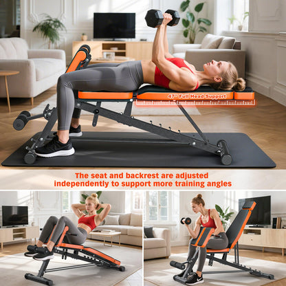 XDDIAS Roman Chair, Adjustable Weight Bench Back Extension Machine for Home Gym, 1000LBS All-in-One Sit Up Bench with Dumbbell Rack, Incline, Decline, and Flat Bench for Hyperextension, Core, Glute