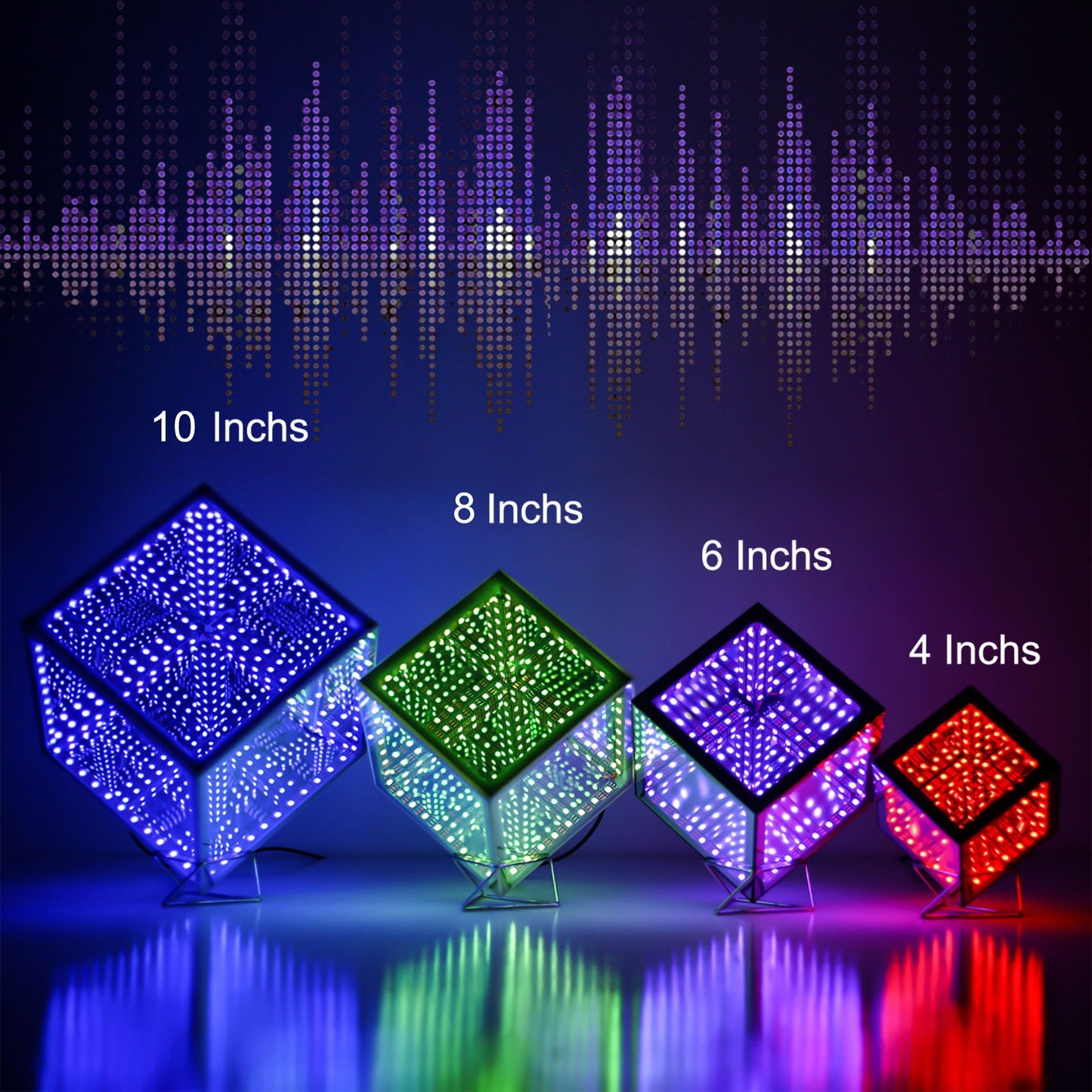 Heepulor Infinity Mirror Hyper Cube Table Lamp, Desk Art Night Light, Color-Changing Music-Sync APP-Controlled Ambient Light for Gaming, Party, Home, Gift (6 Inches)