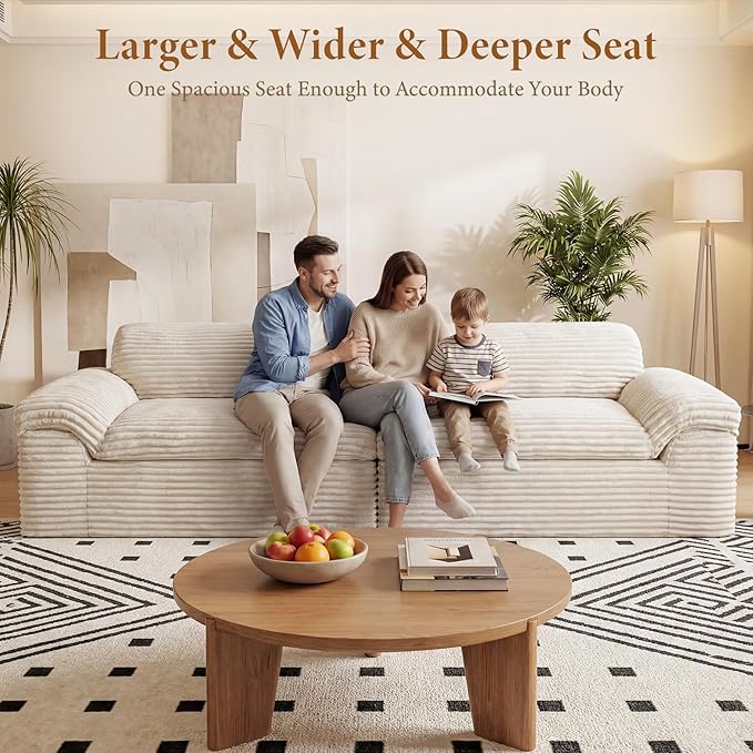 Vesgantti 118" Modular Sectional Couch, Comfy Corduroy Upholstered Cloud Couches