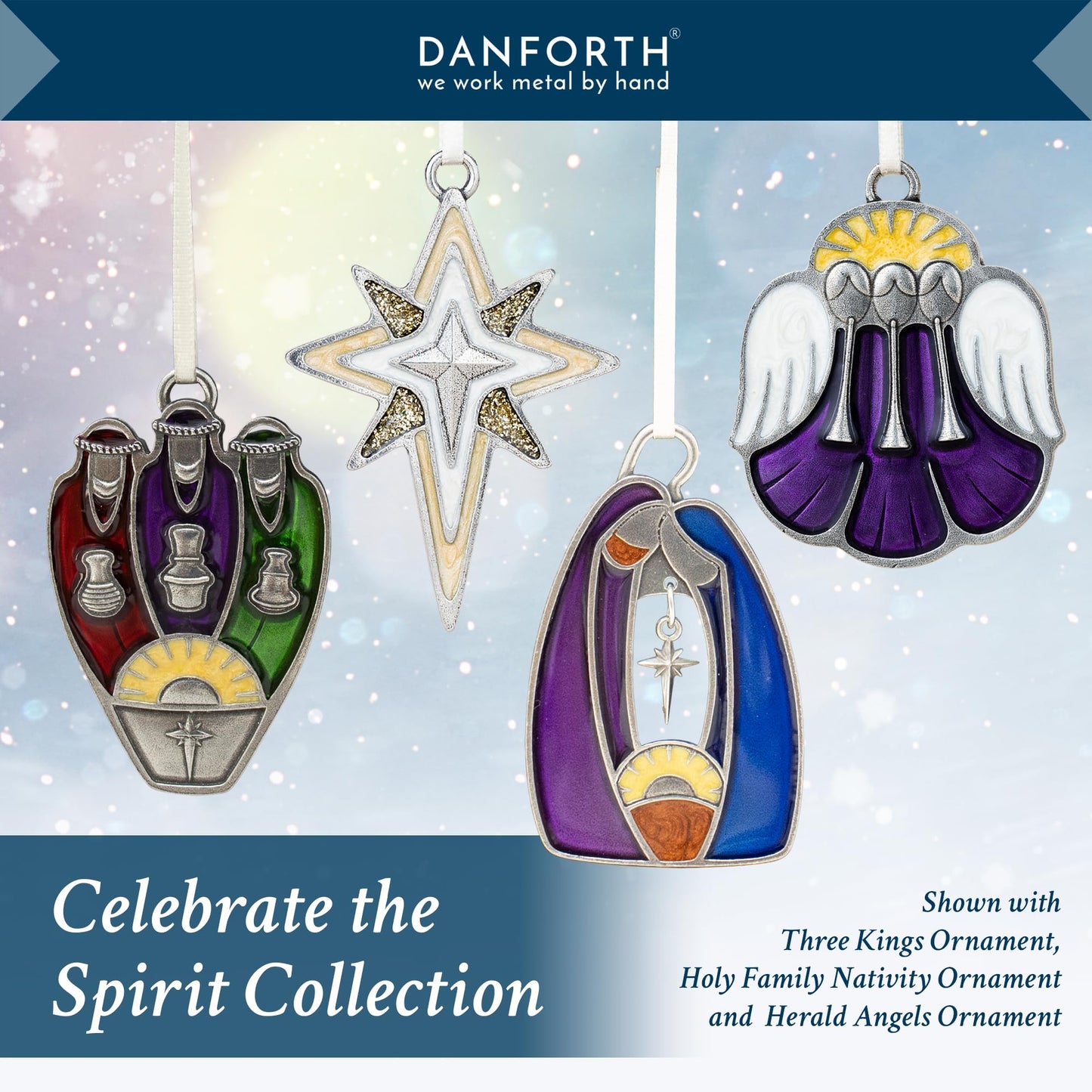 Danforth Star of Bethlehem Pewter Christmas Ornament, Bright, Sparkling Christmas Tree Decoration, Christian, Handmade in USA, Fine Pewter, 2 ⅜” Tall by 1 7/8” Wide