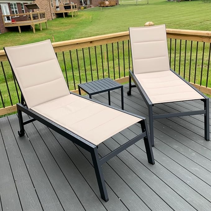 PURPLE LEAF Outdoor Patio Chaise Lounge Set of 4 Aluminum Lounge Chair