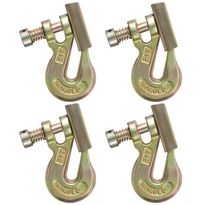 Otoolling 4 Pcs 5/16" Pin Lock Clevis Grab Hook with Latch Slip Hook G70 Steel Forged Safety Latch 4, 700lbs Capacity for Towing Trailer Winch Logging Transport Truck
