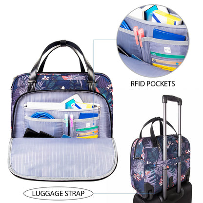 VANKEAN Rolling Laptop Case for Women, Premium Rolling Travel Luggage Bag Fits Up to 15.6 Inch Laptop Carry on Briefcase Water-Proof Overnight Rolling Computer Bags with RFID Pockets